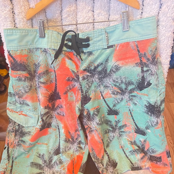 Maui and Sons Men's Stretch Boardshort Swim Trunks Colorful Tropical - Picture 5 of 8